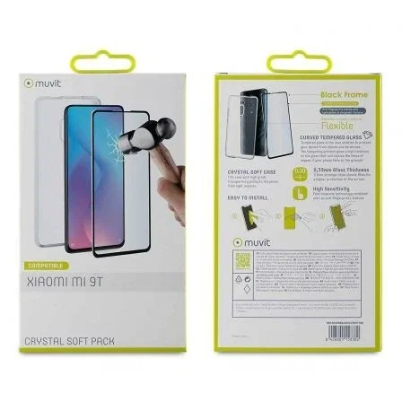 Muvit Pack Funda Crystal Soft Transparente y Protector de Pantalla para Xiaomi Mi 9T/9T Pro